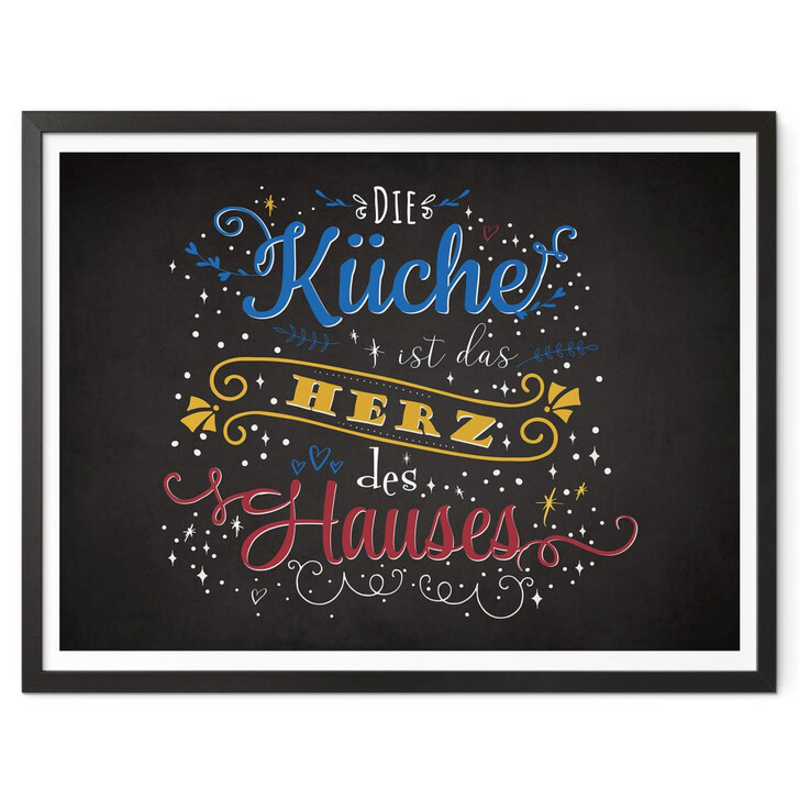 Poster Die Küche ist das Herz des Hauses - dunkel - WA348730