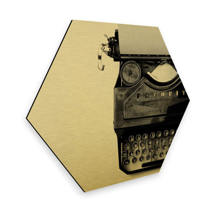 Hexagon - Alu-Dibond Goldeffekt - Typewriter - WA263016