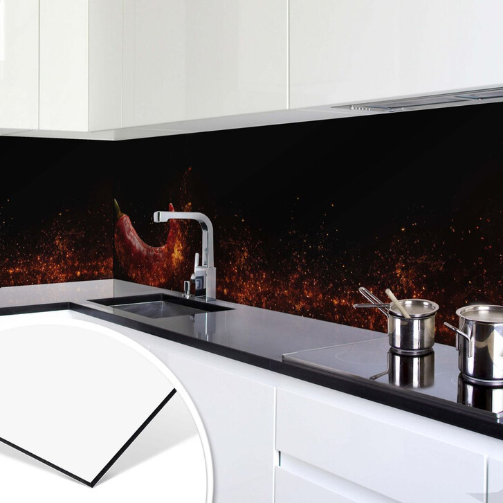 Küchenrückwand - Alu-Dibond - Chili on Fire - WA134382