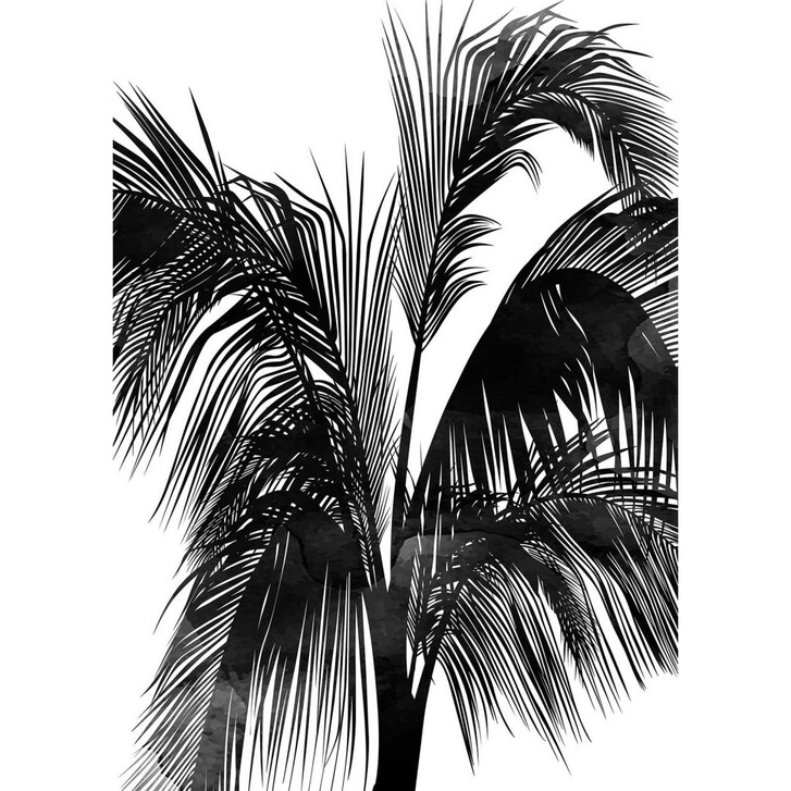 Livingwalls Fototapete ARTist Sunset Boulevard mit Palmenblättern schwarz, weiss - WA310906