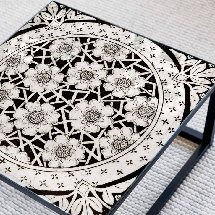Tischplatte aus Glas - Viktorianische Blüten - Quadratisch - 60x60cm - WA324310