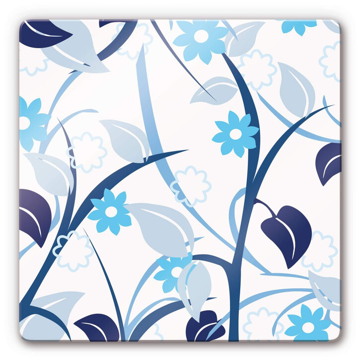 Glasbild Blumengarten blau - WA121229