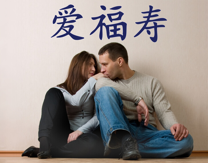 Wandtattoo Chinesisch Liebe, Glück & Leben - CG10134