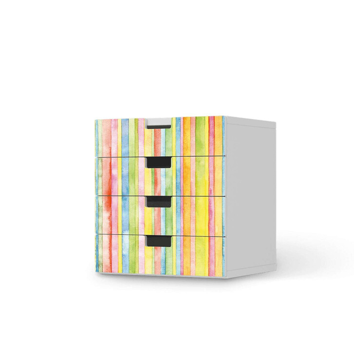 Klebefolie IKEA Stuva / Malad Kommode - 4 Schubladen - Watercolor Stripes - CR112197