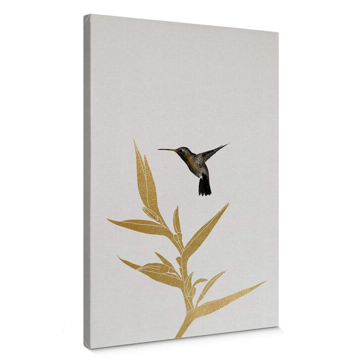 Leinwandbild Orara Studio - Hummingbird and Flower - goldene Pflanze - WA285513