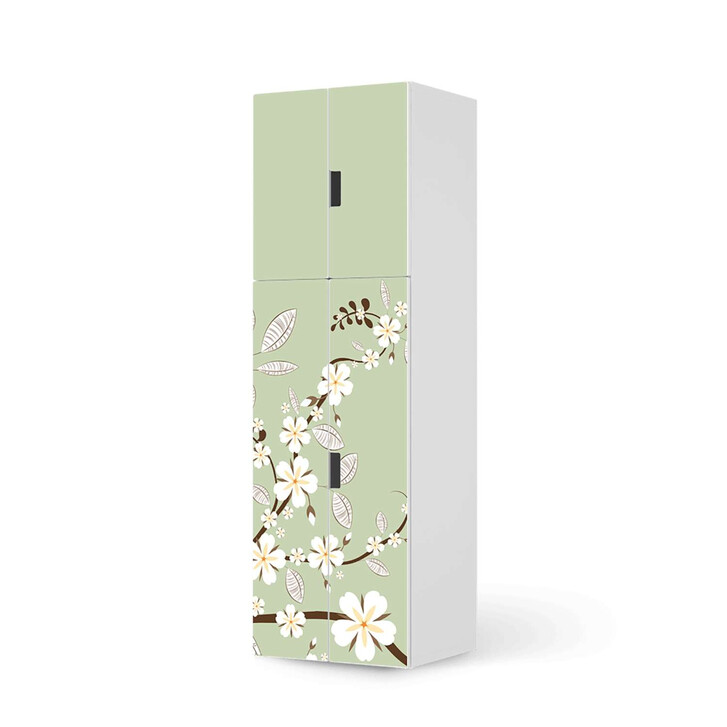 Möbelfolie IKEA Stuva / Malad - 2 grosse Türen und 2 kleine Türen - White Blossoms - CR118715