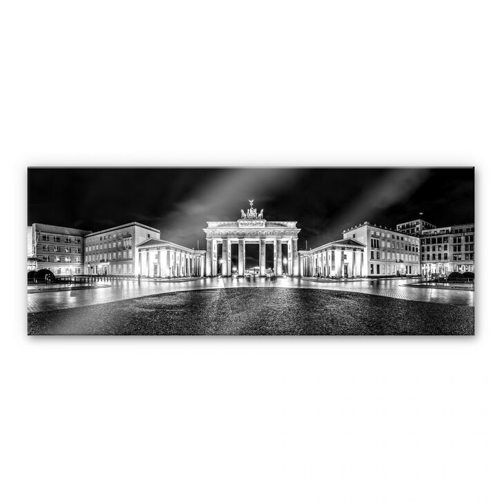 Acrylglasbild Brandenburger Tor - schwarz/weiss - Panorama - WA107535