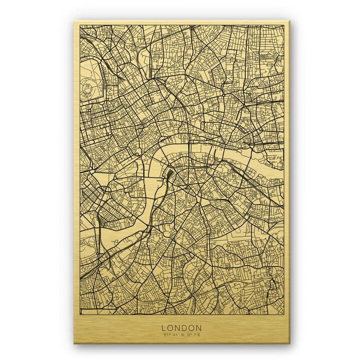 Alu-Dibond mit Goldeffekt Stadtplan London - WA252095