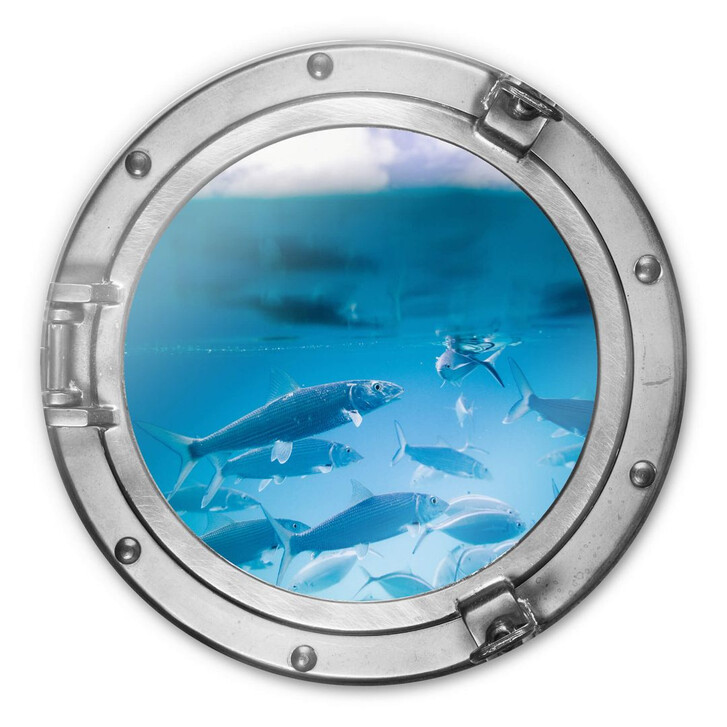 Glasbild rund 3D-Optik Bullauge - Unter dem Meer - WA245064