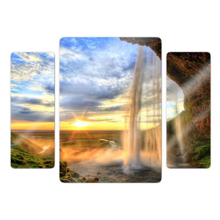 Glasbild Seljalandsfoss Wasserfall (3-teilig) - WA127604