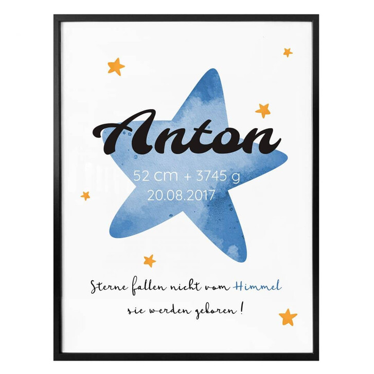 Personalisiertes Poster Sterne fallen nicht vom Himmel (blau) - WA336594