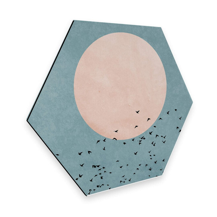 Hexagon - Alu-Dibond - Kubistika - Mondschein - WA253061