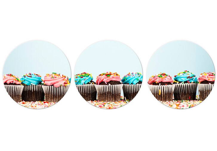 Glasbild Party Cupcakes 02 - rund (3-teilig) - WA126654