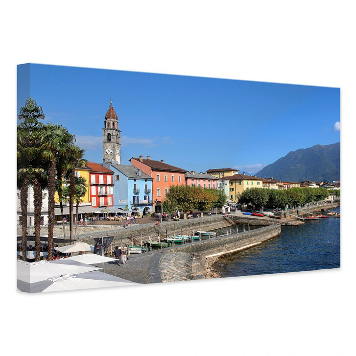 Leinwandbild Hafenpromenade am Lago Maggiore - WA139649