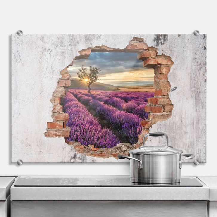 Spritzschutz 3D Optik - Lavendelblüte in der Provence - WA177703