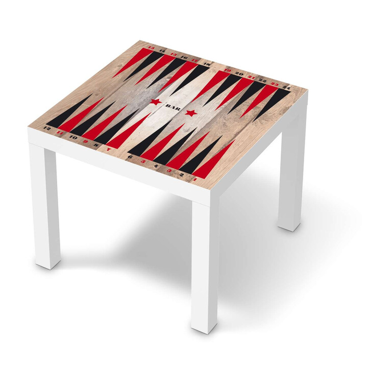 Möbelfolie IKEA Lack Tisch 55x55cm - Spieltisch Backgammon Schwarz-Rot - CR115895