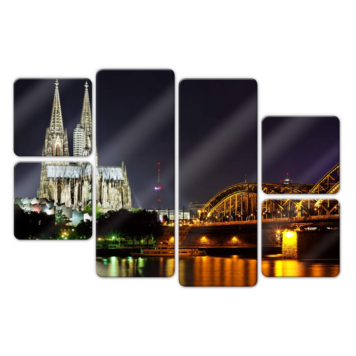 Glasbild Kölner Nacht (6-teilig) - WA124246