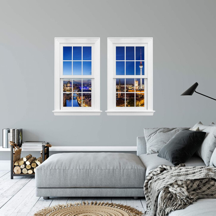 3D Wandtattoo Doppelfenster - Berlin Panorama - WA229548