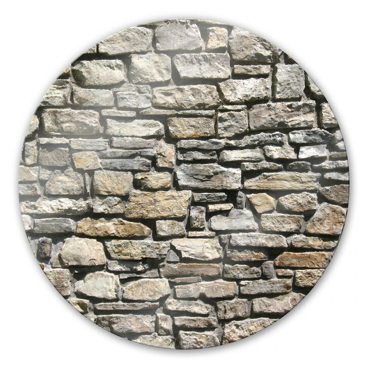 Glasbild Natursteinmauer - rund - WA125983