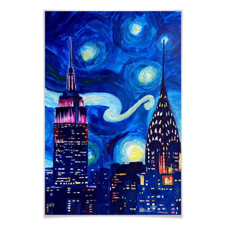 Poster Bleichner - New York bei Nacht - WA158069