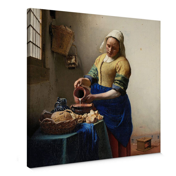 Leinwandbild Vermeer - Das Mädchen mit dem Milchkrug - quadratisch - WA254803