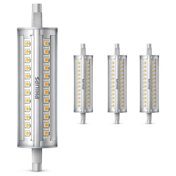 Philips LED Lampe ersetzt120W, R7s Röhre R7s-118 mm, warmweiss, 2000 Lumen, dimmbar, 4er Pack Energieklasse A&& - CL126659