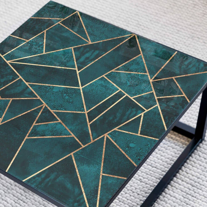 Tischplatte aus Glas - Fredriksson - Blau-grüner Edelstein - Quadratisch - 60x60cm - WA324218