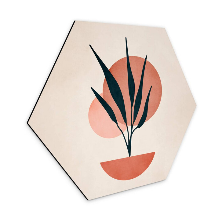 Wandbild Abstrakte Pflanze - Kubistika - Kopenhagen - Hexagon Alu-Dibond - WA357518