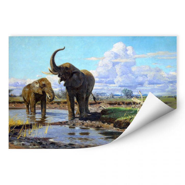 Wallprint Kuhnert - Elefanten an der Wasserstelle - WA185216