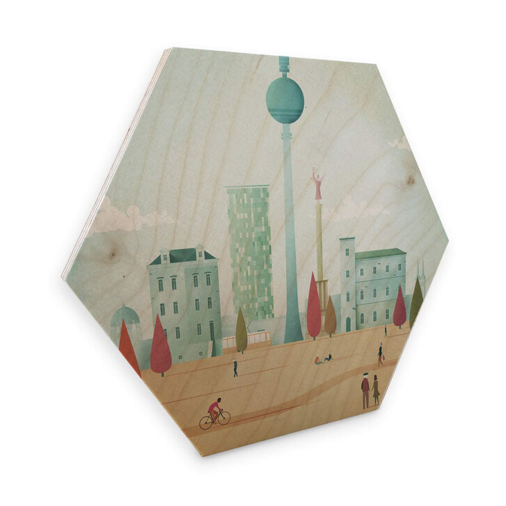 Hexagon - Holz Birke-Furnier - Rivers - Berlin - WA253356