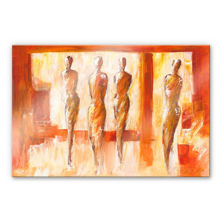 Acrylglasbild Schüssler - Vier Figuren in Orange - WA110944