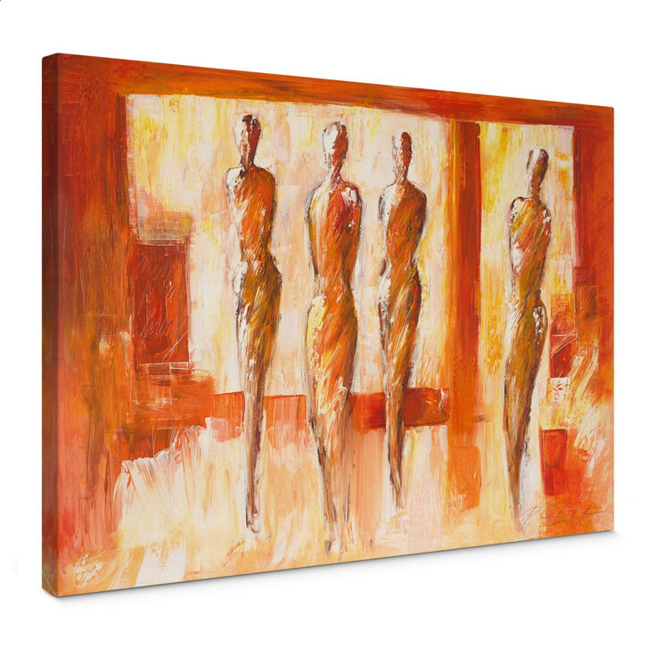 Leinwandbild Schüssler - Vier Figuren in Orange - WA145062
