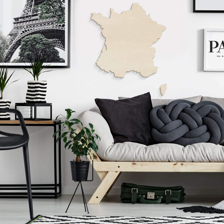 Holzkunst Pappel Furnier - Karte Frankreich - WA263623