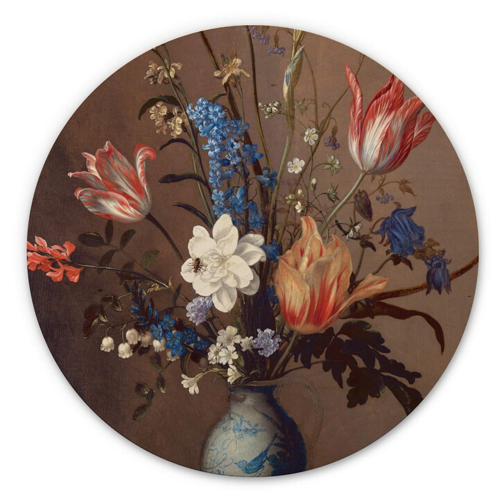 Holzbild Van der Ast - Blumen in einer Wan-Li Vase - Rund - WA306395
