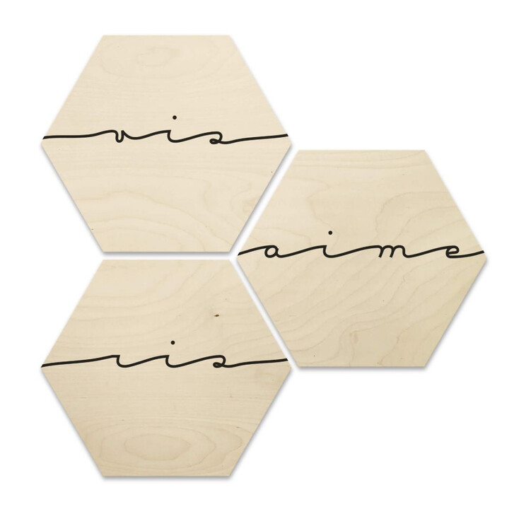 Hexagon - Holz Birke-Furnier Vis ris aime (3er Set) - WA309505