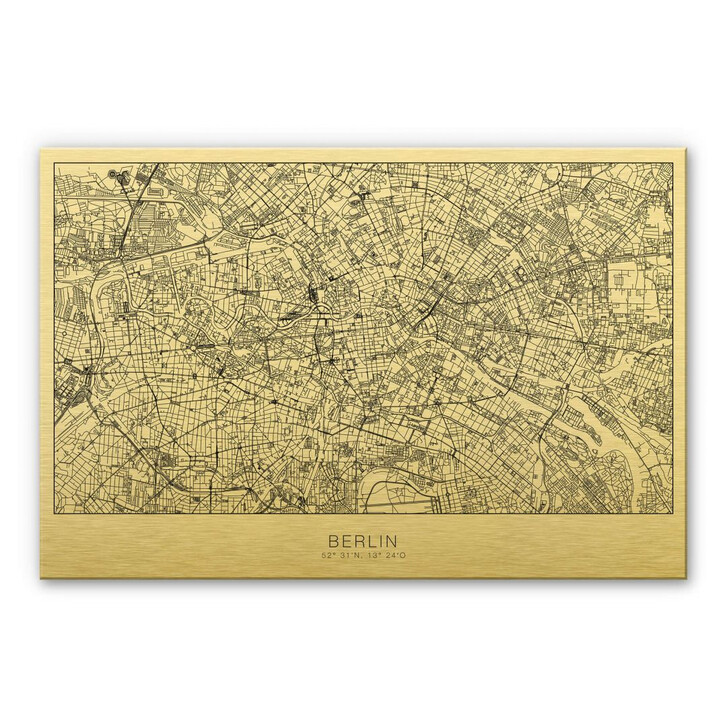 Alu-Dibond mit Goldeffekt Stadtplan Berlin - WA231047
