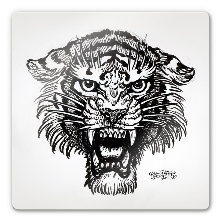 Glasbild Miami Ink Tiger s/w - WA125539