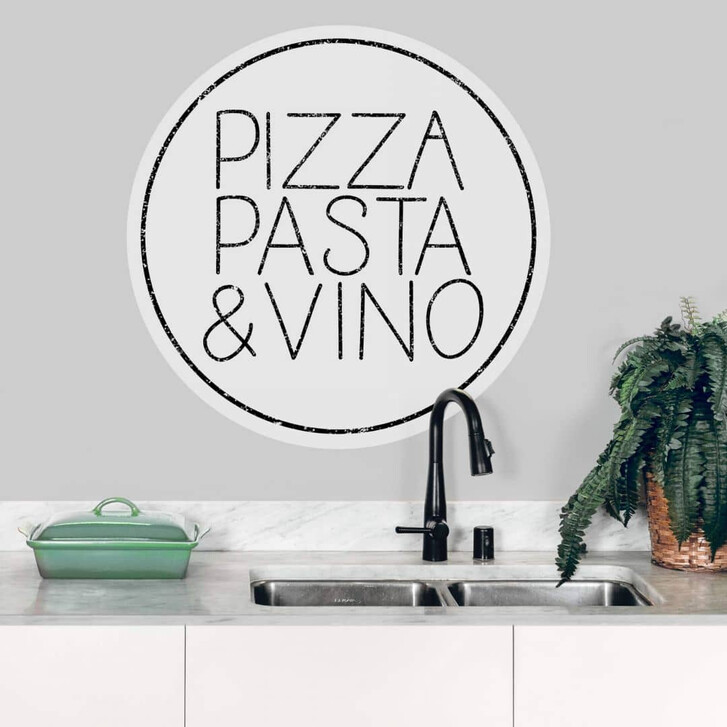 Wandtattoo Pizza Pasta und Vino - Weiss - Rund - WA319260