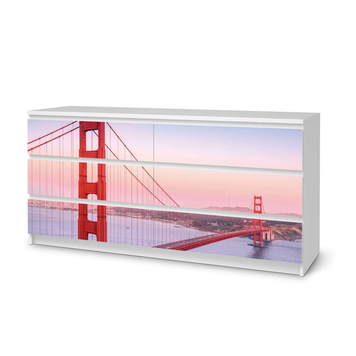 Möbelfolie IKEA Malm Kommode 6 Schubladen (breit) - Golden Gate - CR116571