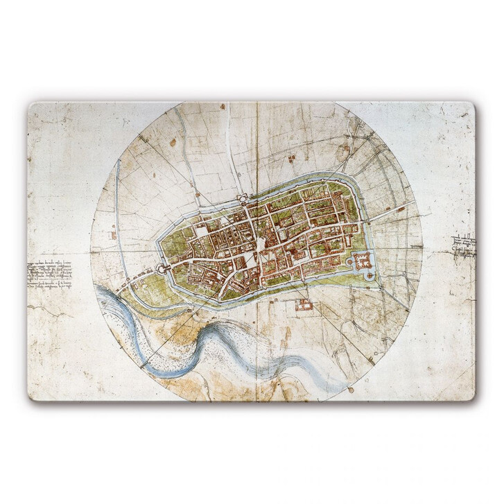 Glasbild da Vinci - Stadtplan von Imola - WA129246