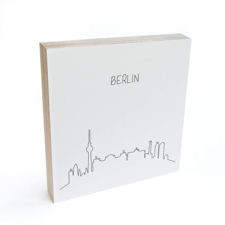 Holzbild zum Hinstellen - Skyline Berlin Outline - 15x15cm - WA295688