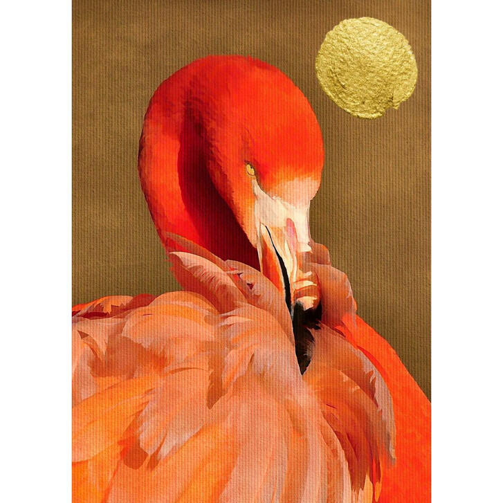 Livingwalls Fototapete ARTist Flamingo in Sun mit Flamingo gold, rot - WA310841