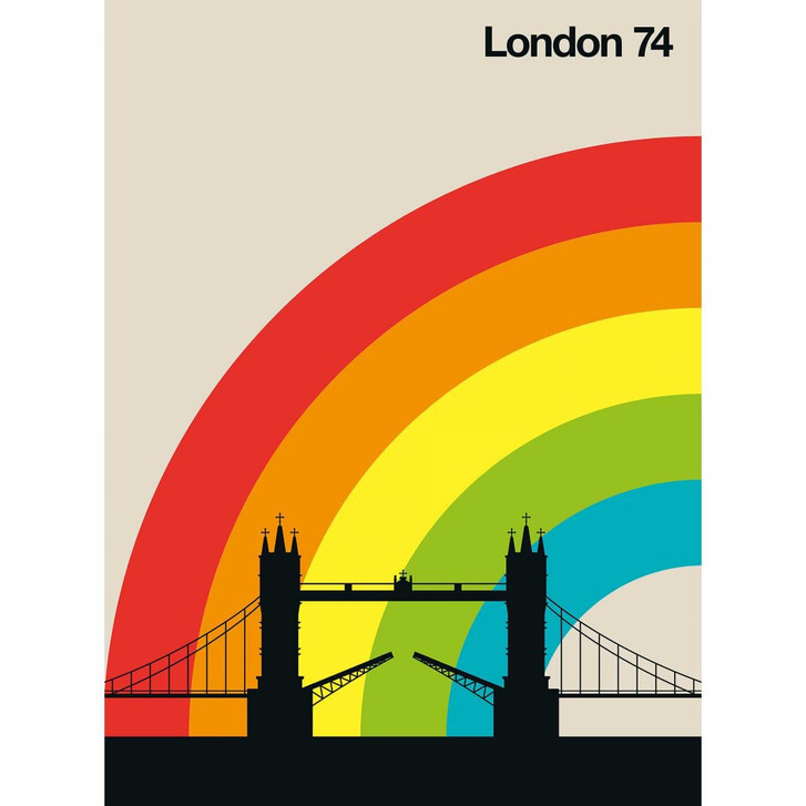 Livingwalls Fototapete ARTist London 74 Tower Bridge beige, gelb, grün, orange, rot, schwarz, türkis - WA310873