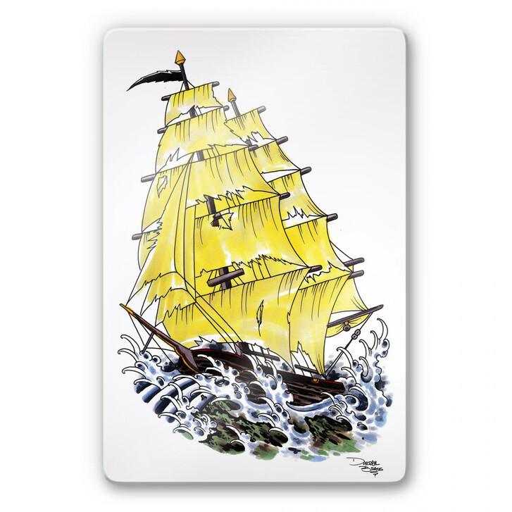 Glasbild Miami Ink Segelschiff - WA125530