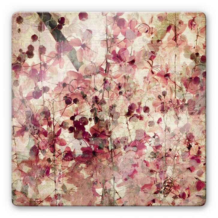 Glasbild Vintage Blütenmuster - quadratisch - WA128760