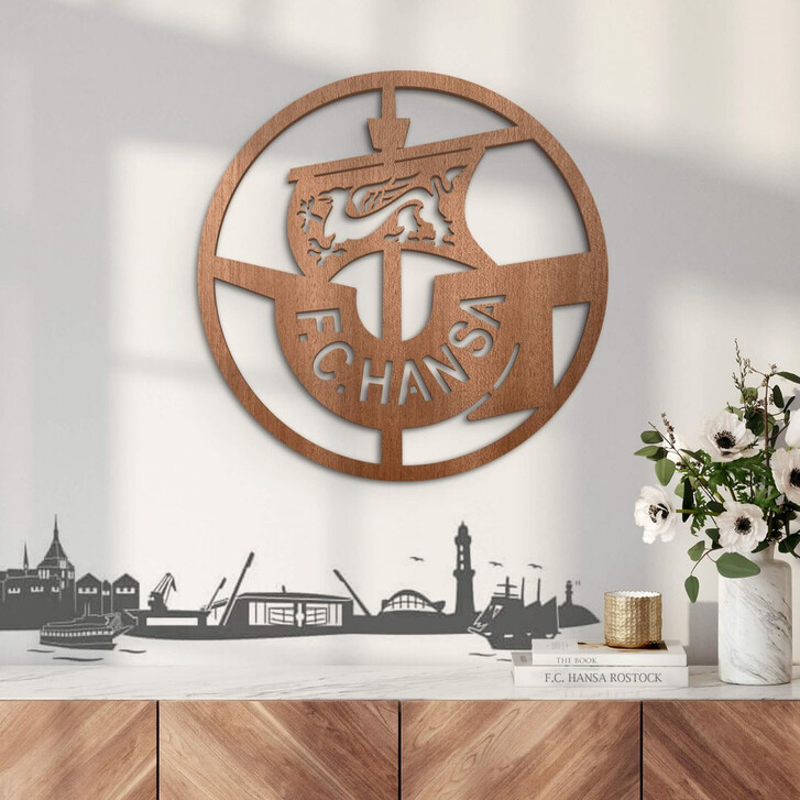 Holzdeko FC Hansa Rostock Logo - Mahagoniholz Rund Ø38cm - WA353953