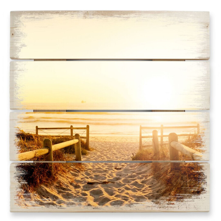 Holzbild Sunset at the Beach - WA132588