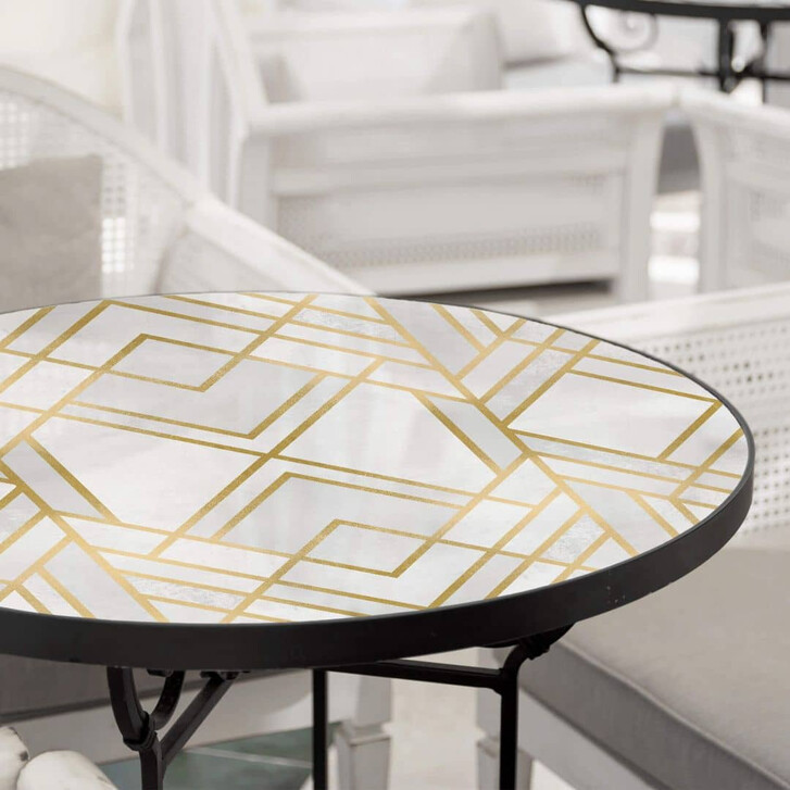 Tischplatte aus Glas - Fredriksson - Art-Deco: Goldene Geometrie - Rund - WA324217