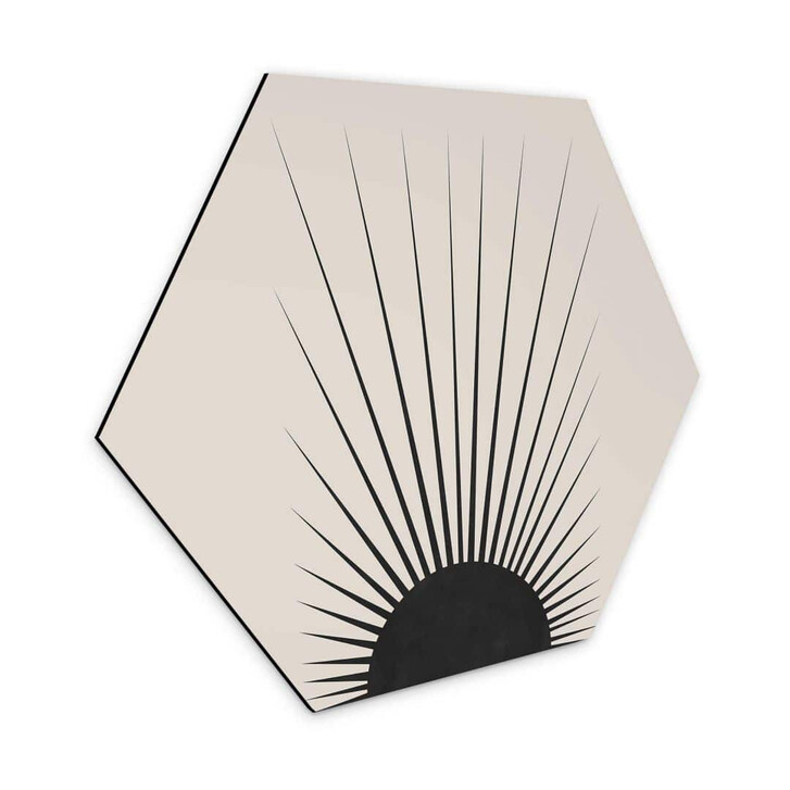 Hexagon - Alu-Dibond Orara Studio - Minimalistische Sonne - WA332598