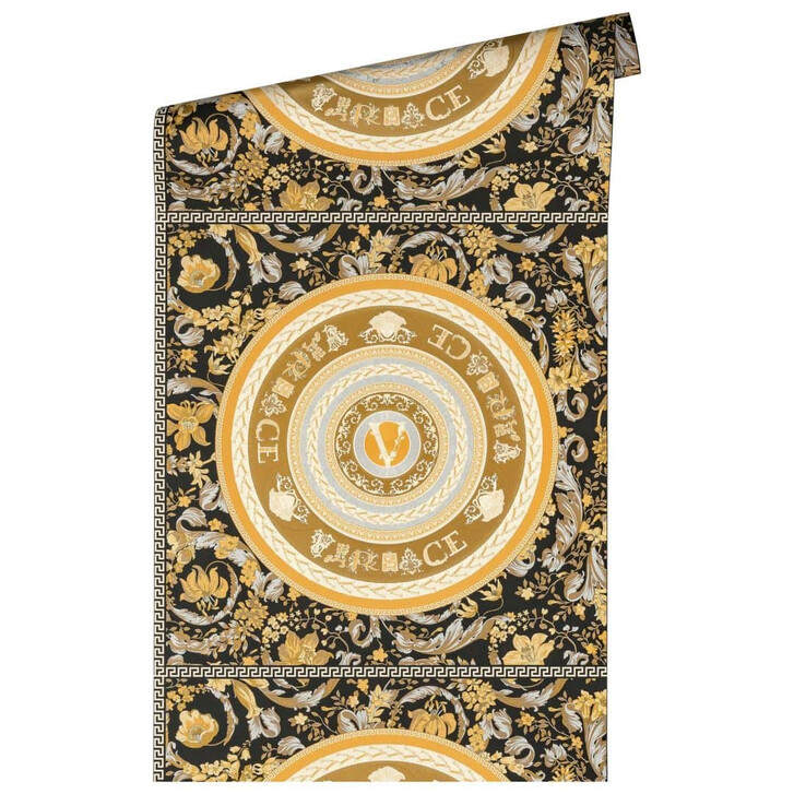 Versace Home Tapete Gold Schwarz klassische Luxus Designer Vliestapete floral - WA357388